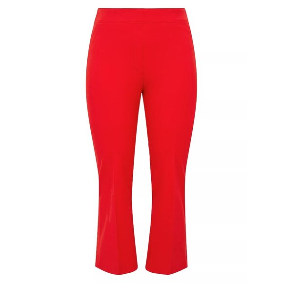 Spanx Polished Kick Flare Pants True Red Flat Front Pull-On Back Patch Pockets S - Picture 3 of 8